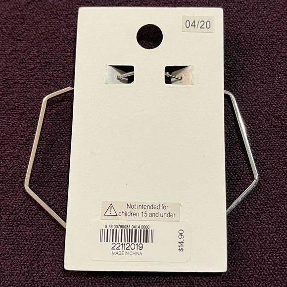 Express Silver Hexagon Hoop Earrings - New With Tags - Picture 3 of 5